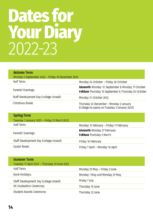 Dates for your Diary 22 23